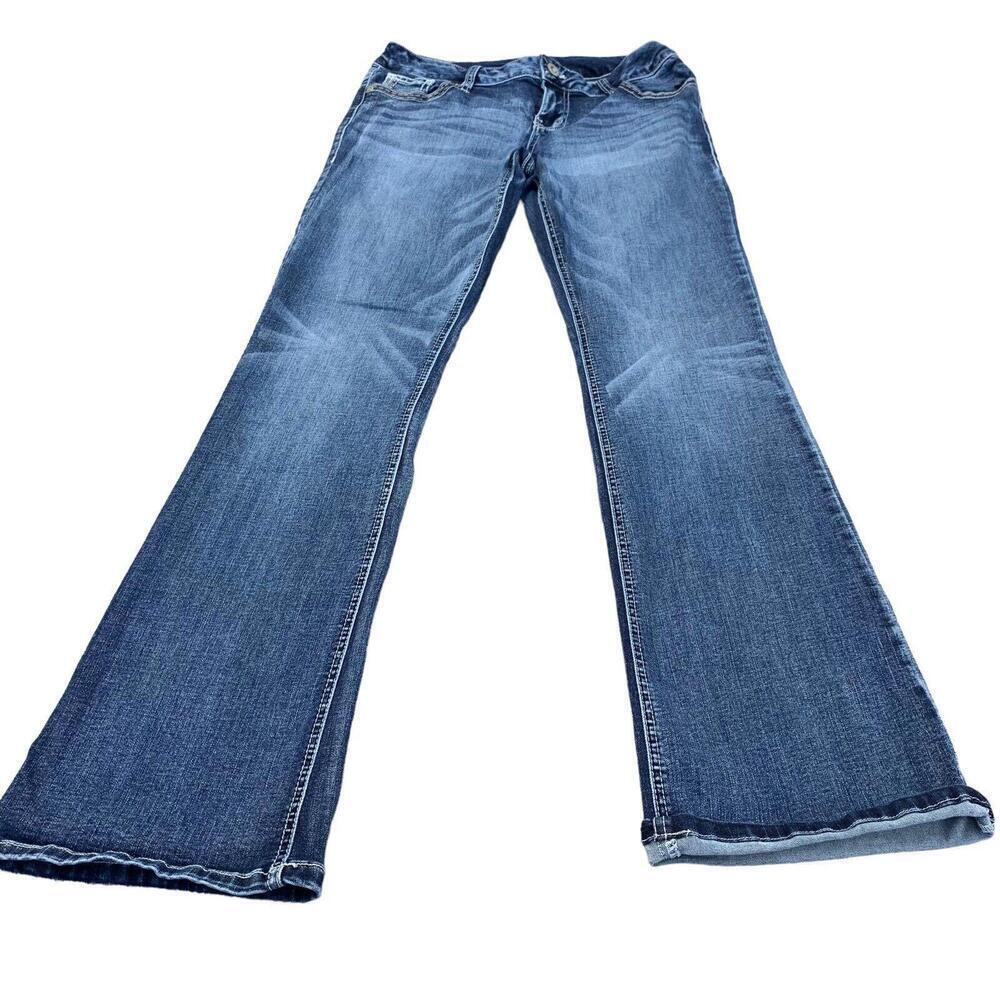 Maurices Womens Medium Wash Embroidered Pocket Low Rise Blue Jeans Size 3/4​​​